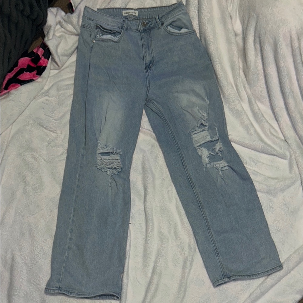 Women's Light Blue Distressed Jeans